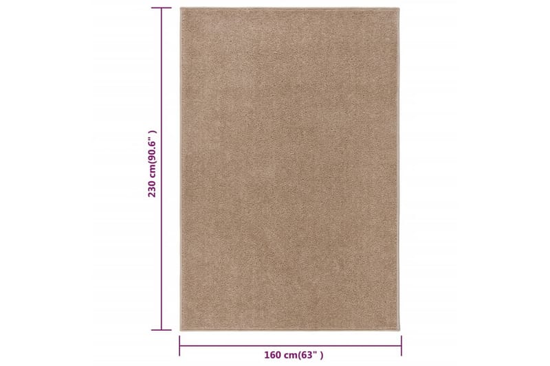 Teppe med kort luv 160x230 cm brun - Brun - Kjøkkenmatte - Plasttepper - Hall matte