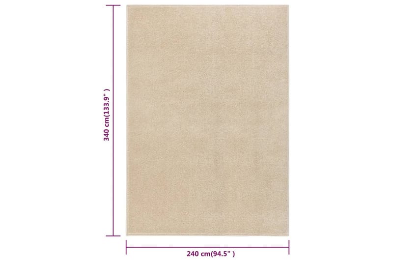 Teppe med kort luv 240x340 cm beige - Beige - Kjøkkenmatte - Plasttepper - Hall matte