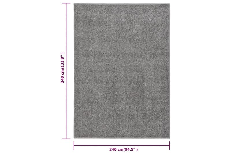 Teppe med kort luv 240x340 cm grå - Grå - Kjøkkenmatte - Plasttepper - Hall matte