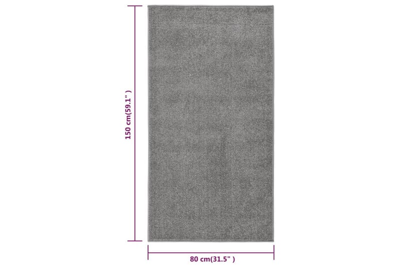 Teppe med kort luv 80x150 cm grå - Grå - Tekstiler - Tepper & Matter - Utendørstepper - Plasttepper