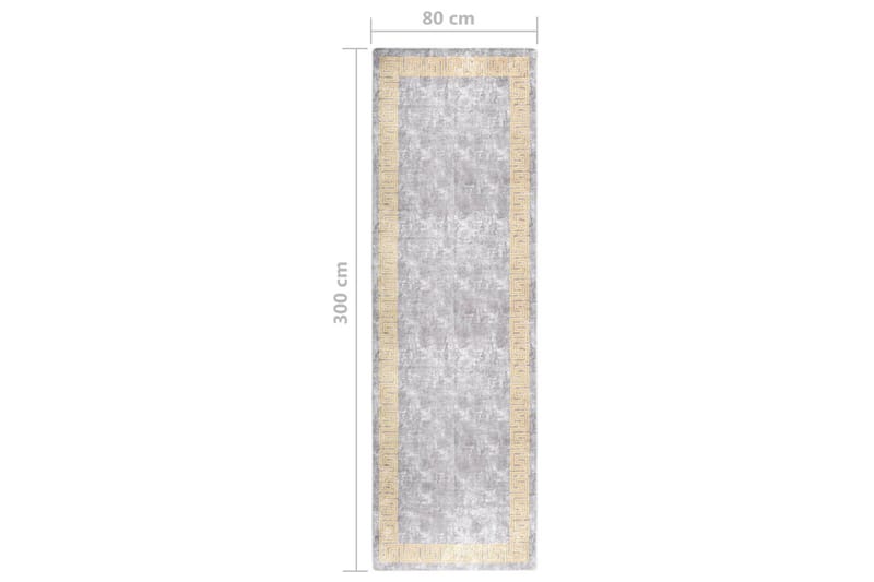 Vaskbart teppe 80x300 cm grå sklisikker - Grå - Tekstiler - Tepper & Matter - Utendørstepper - Plasttepper