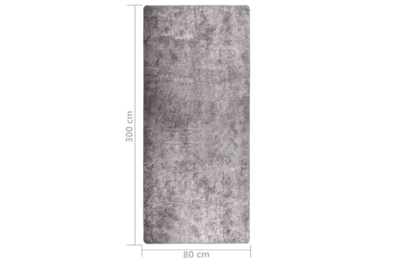 Vaskbart teppe 80x300 cm sklisikker grå - Grå - Kjøkkenmatte - Plasttepper - Hall matte