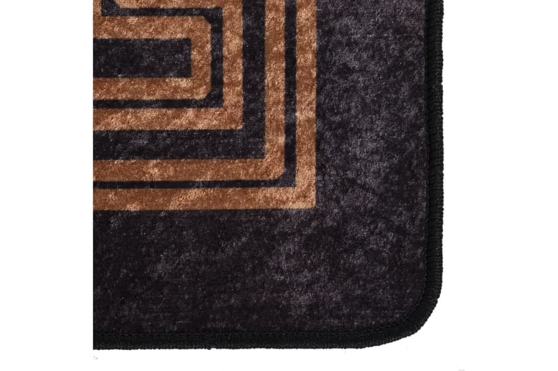 Vaskbart teppe 80x300 cm svart og gull sklisikker - Flerfarget - Plasttepper - Hall matte - Kjøkkenmatte