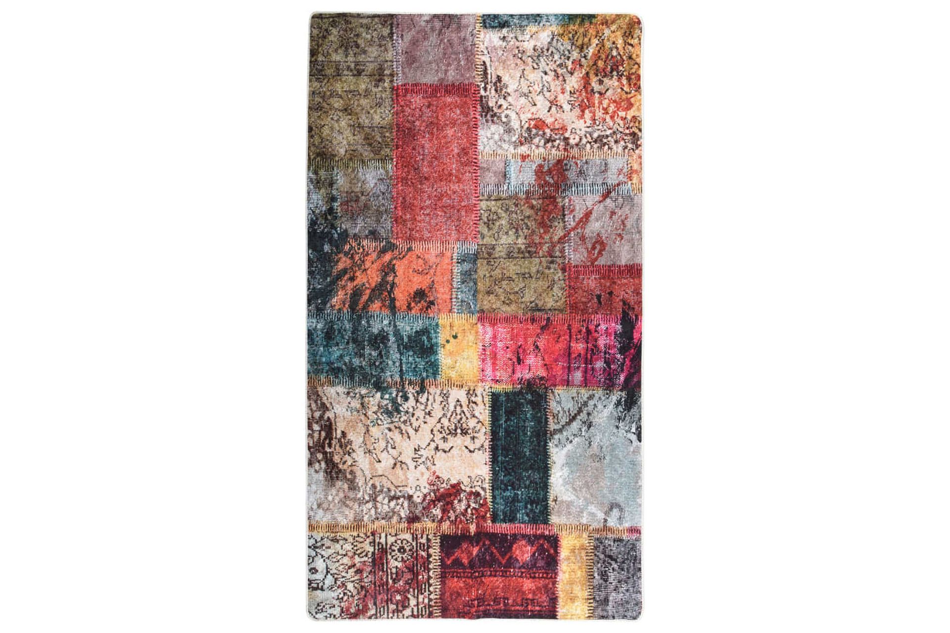 Vaskbart teppe med lappemønster 190x300cm sklisikker - Flerfarget - Tekstiler - Tepper & Matter - Utendørstepper - Plasttepper