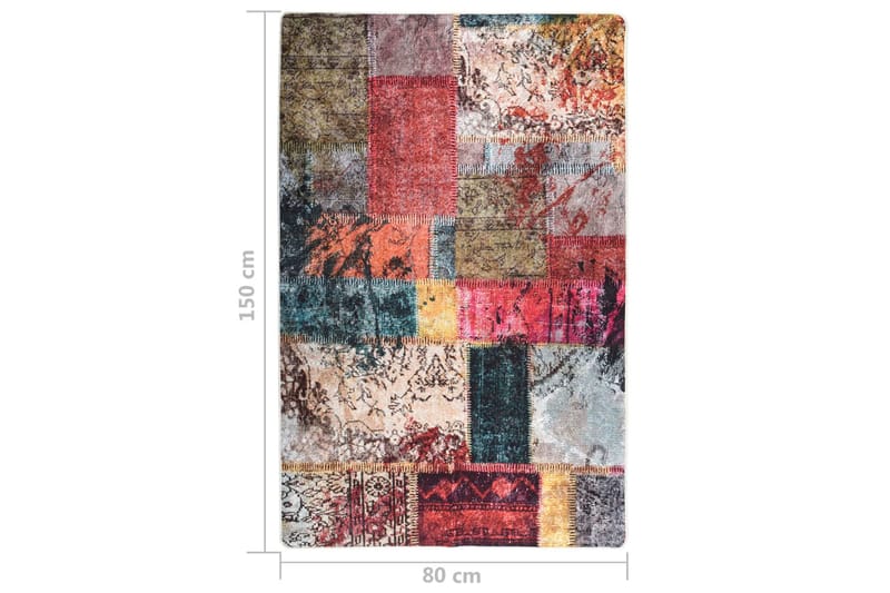 Vaskbart teppe med lappemønster 80x150 cm sklisikker - Flerfarget - Kjøkkenmatte - Plasttepper - Hall matte