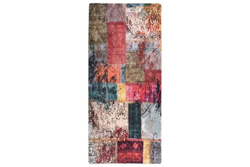 Vaskbart teppe med lappemønster 80x300 cm sklisikker - Flerfarget - Kjøkkenmatte - Plasttepper - Hall matte