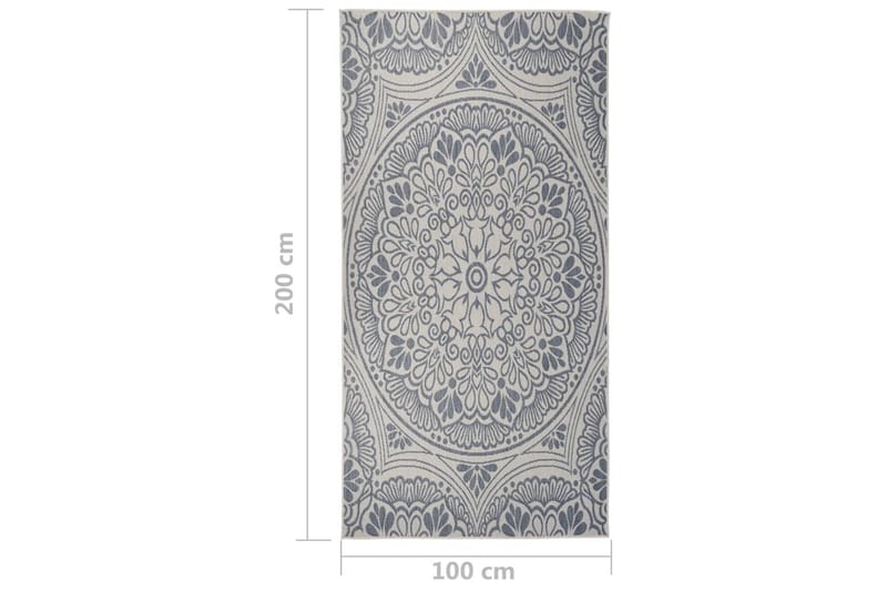 Utendørs flatvevd teppe 100x200 cm blå mønster - Blå - Tekstiler - Tepper & Matter - Utendørstepper