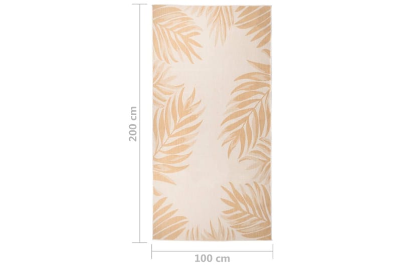 Utendørs flatvevd teppe 100x200 cm bladmønster - Gul - Utendørstepper