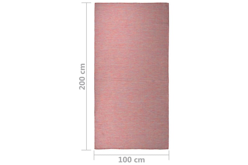 Utendørs flatvevd teppe 100x200 cm rød - Rød - Utendørstepper