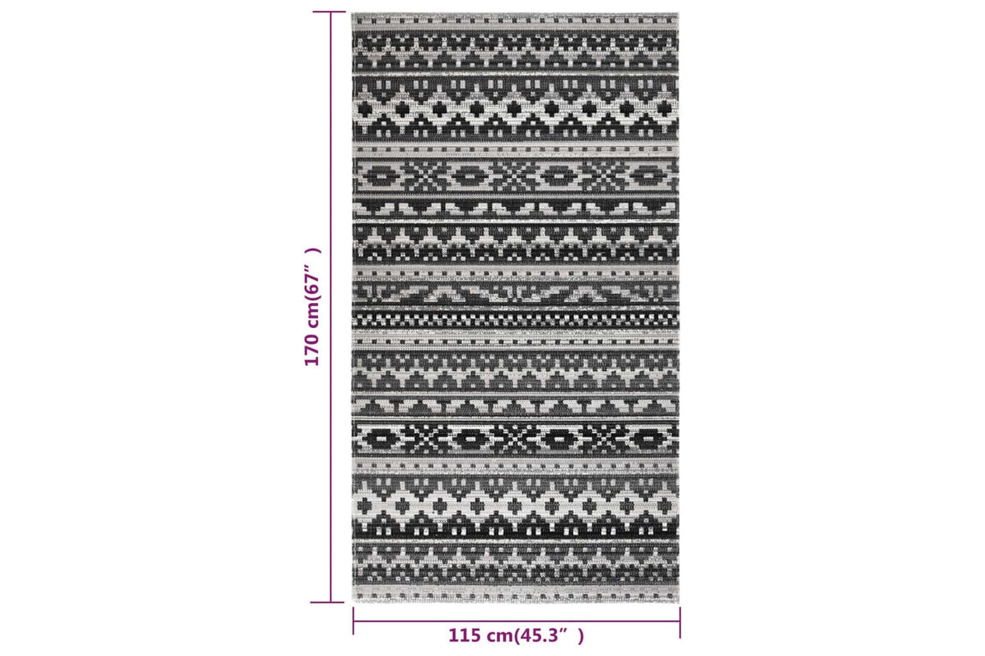 Utendørs flatvevd teppe 115x170 cm mørkegrå - Grå - Tekstiler - Tepper & Matter - Utendørstepper
