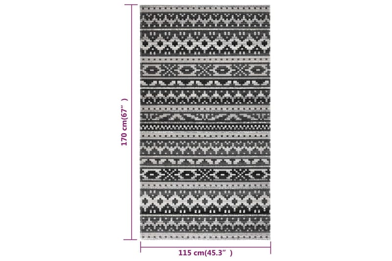 Utendørs flatvevd teppe 115x170 cm mørkegrå - Grå - Tekstiler - Tepper & Matter - Utendørstepper