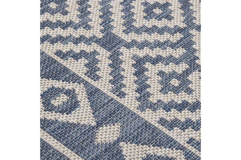 Utendørs flatvevd teppe 120x170 cm blå striper - Blå - Utendørstepper