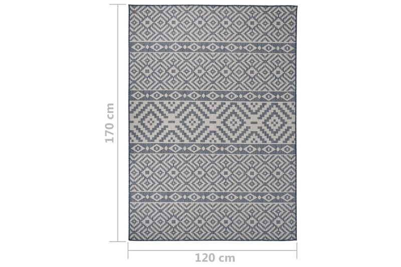 Utendørs flatvevd teppe 120x170 cm blå striper - Blå - Utendørstepper