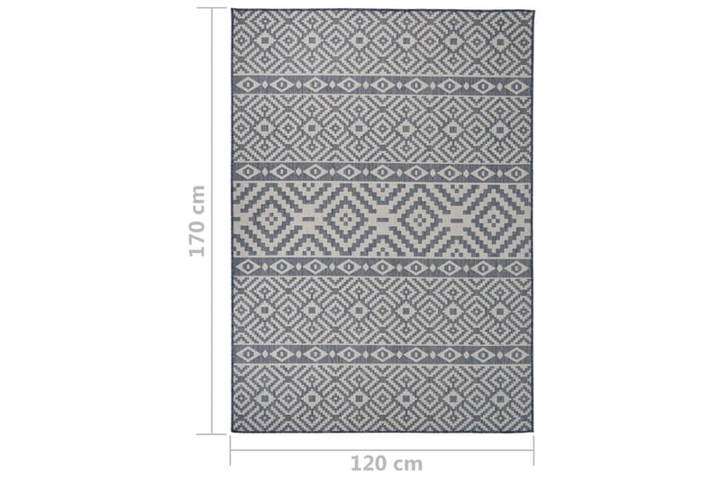 Utendørs flatvevd teppe 120x170 cm blå striper - Blå - Tekstiler - Tepper & Matter - Utendørstepper