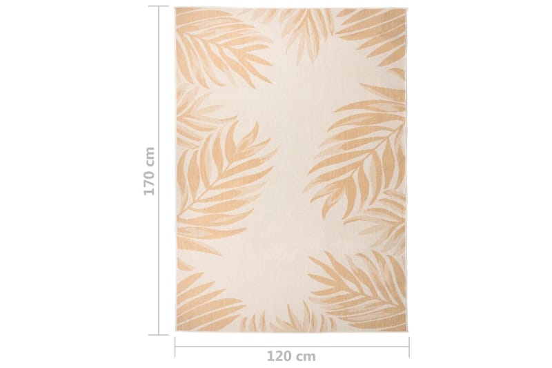 Utendørs flatvevd teppe 120x170 cm bladmønster - Gul - Tekstiler - Tepper & Matter - Utendørstepper