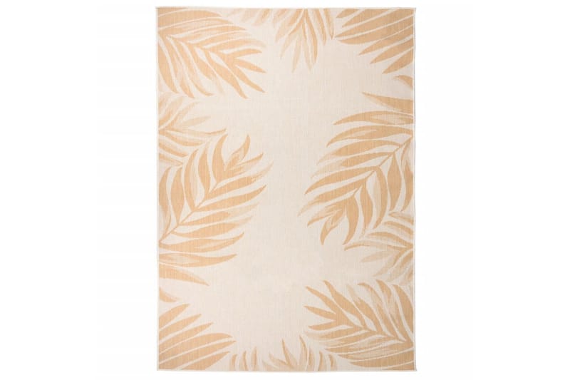 Utendørs flatvevd teppe 140x200 cm bladmønster - Gul - Tekstiler - Tepper & Matter - Utendørstepper