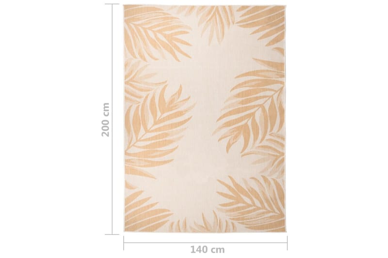 Utendørs flatvevd teppe 140x200 cm bladmønster - Gul - Tekstiler - Tepper & Matter - Utendørstepper