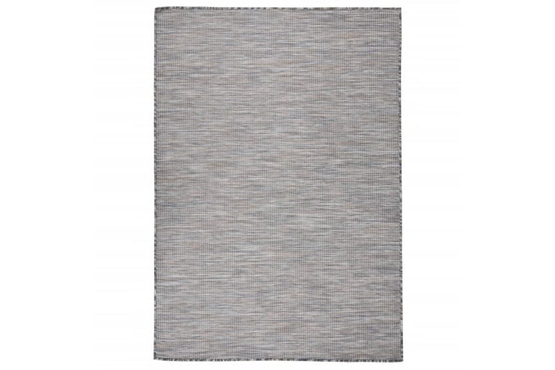 Utendørs flatvevd teppe 140x200 cm brun og svart - Svart - Tekstiler - Tepper & Matter - Utendørstepper