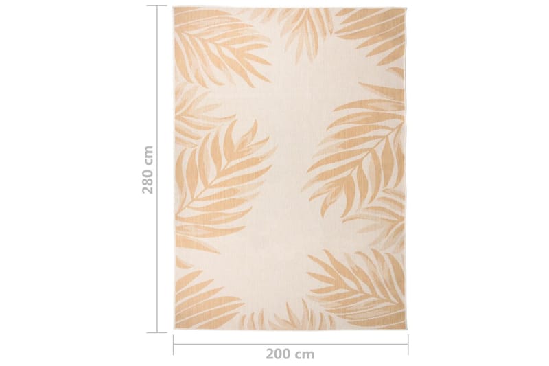 Utendørs flatvevd teppe 200x280 cm bladmønster - Gul - Tekstiler - Tepper & Matter - Utendørstepper