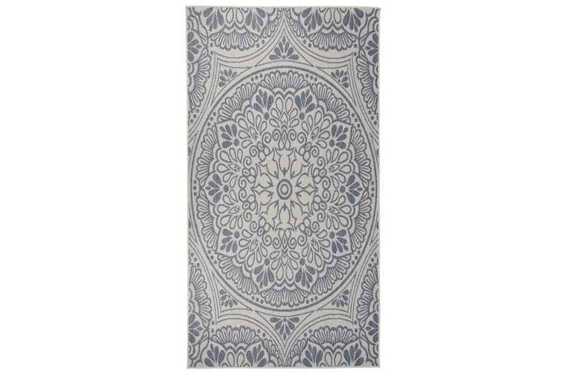 Utendørs flatvevd teppe 80x150 cm blå mønster - Blå - Tekstiler - Tepper & Matter - Utendørstepper