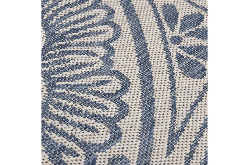 Utendørs flatvevd teppe 80x150 cm blå mønster - Blå - Utendørstepper