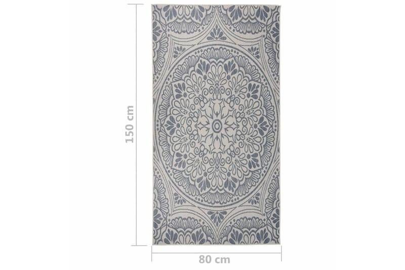 Utendørs flatvevd teppe 80x150 cm blå mønster - Blå - Utendørstepper