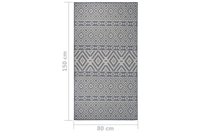 Utendørs flatvevd teppe 80x150 cm blå striper - Blå - Tekstiler - Tepper & Matter - Utendørstepper