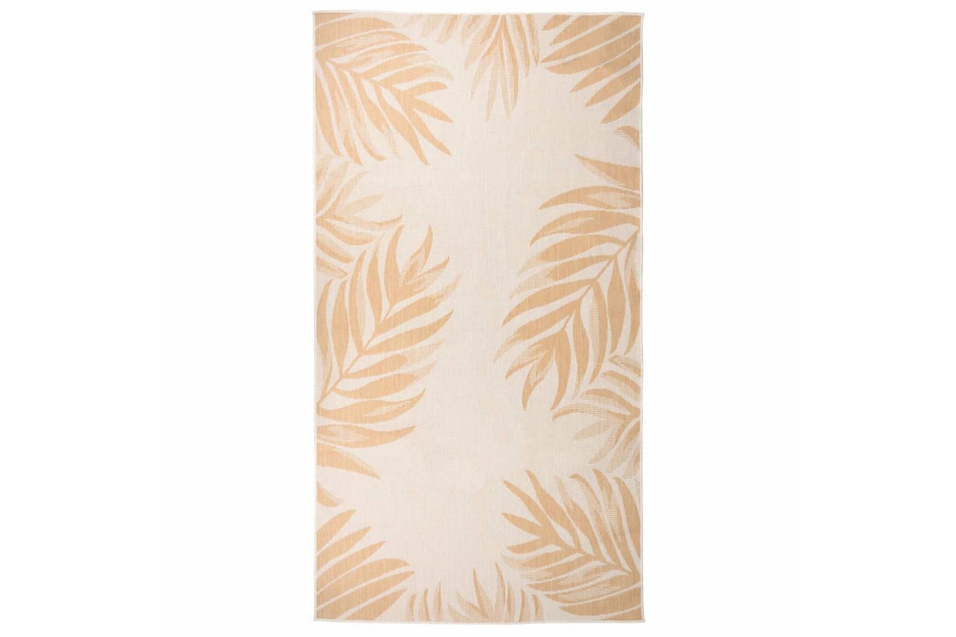 Utendørs flatvevd teppe 80x150 cm bladmønster - Gul - Tekstiler - Tepper & Matter - Utendørstepper