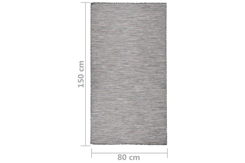Utendørs flatvevd teppe 80x150 cm brun og svart - Svart - Utendørstepper