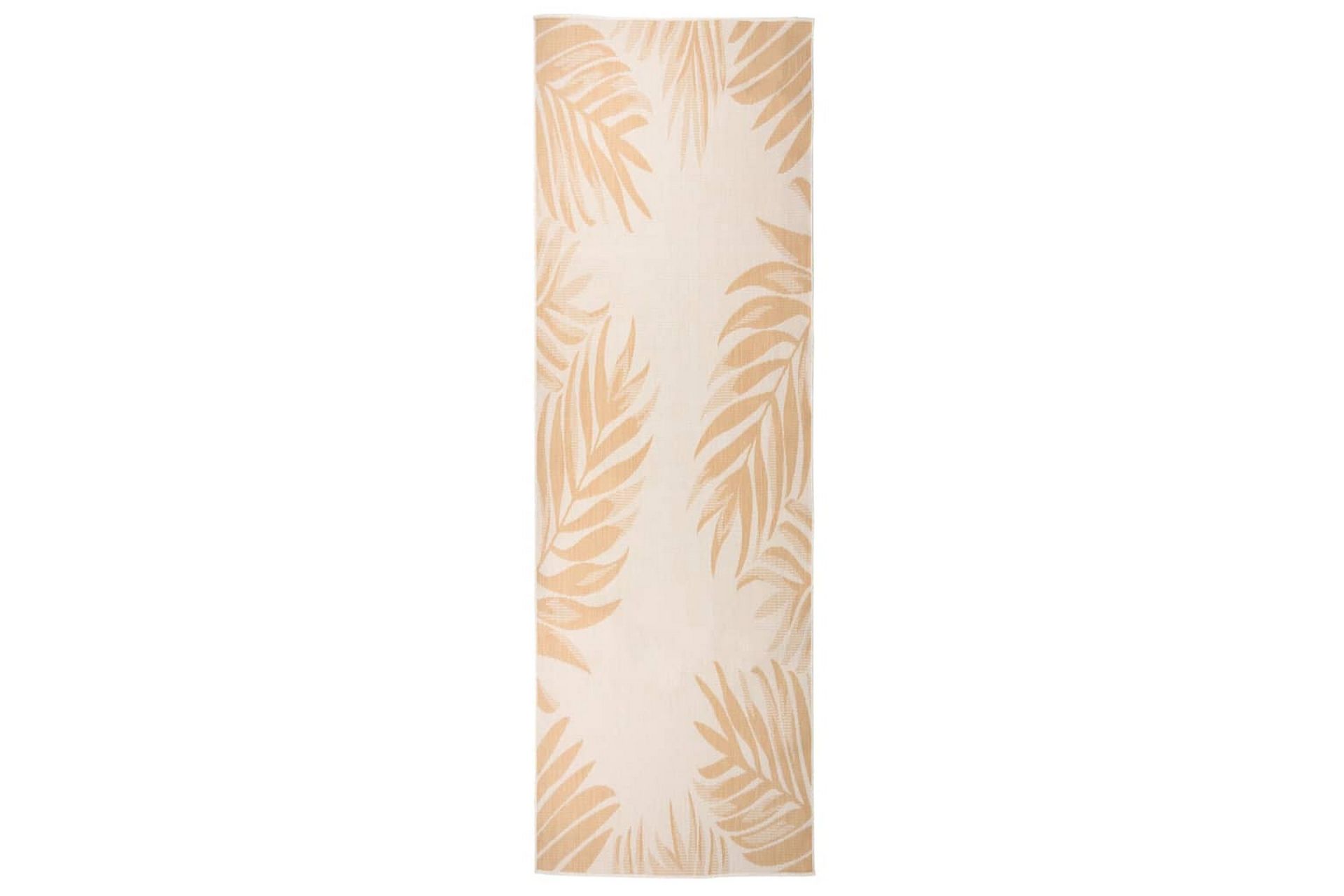Utendørs flatvevd teppe 80x250 cm bladmønster - Gul - Tekstiler - Tepper & Matter - Utendørstepper