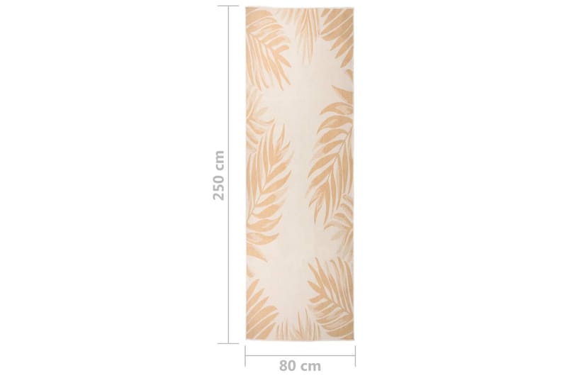 Utendørs flatvevd teppe 80x250 cm bladmønster - Gul - Utendørstepper