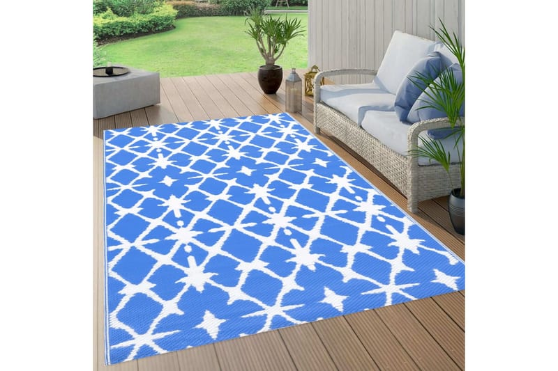 Uteteppe blå og hvit 160x230 cm PP - Tekstiler - Tepper & Matter - Utendørstepper