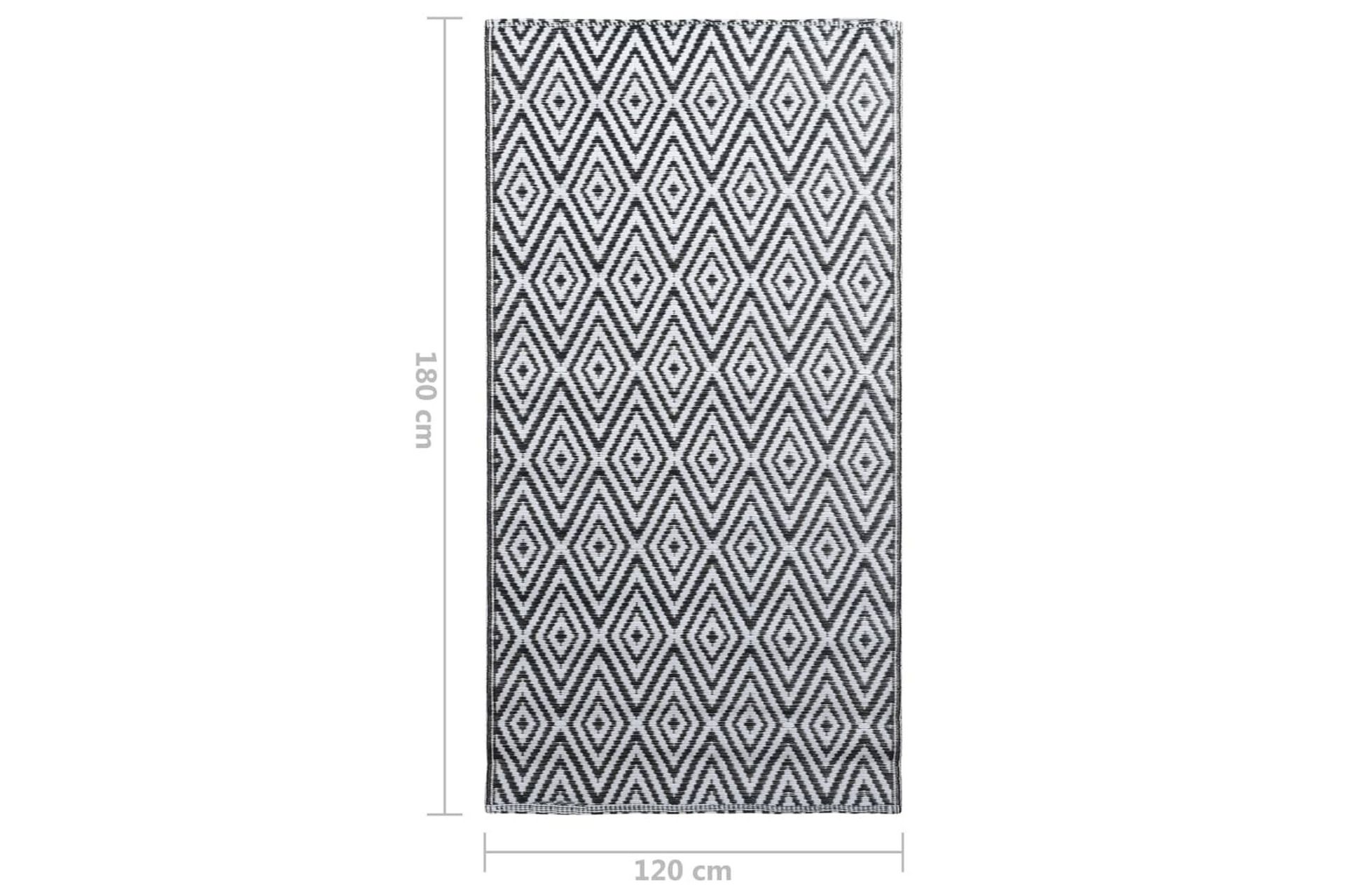 Uteteppe hvit og svart 120x180 cm PP - Tekstiler - Tepper & Matter - Utendørstepper