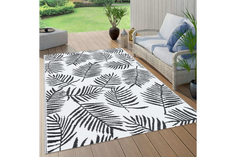 Uteteppe hvit og svart 160x230 cm PP - Tekstiler - Tepper & Matter - Utendørstepper