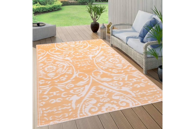Uteteppe oransje og hvit 160x230 cm PP - Tekstiler - Tepper & Matter - Utendørstepper