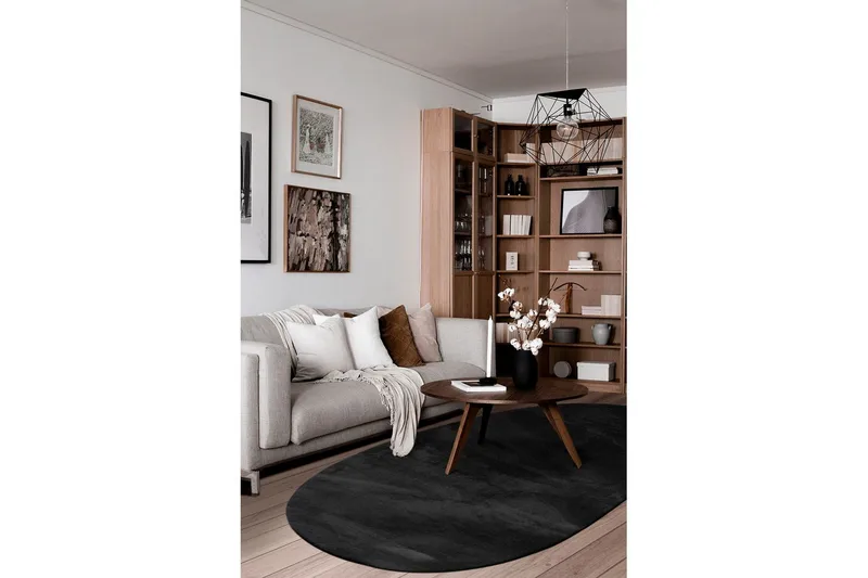 Vaskbart teppe Soft Shape - 240x340 cm, Svart - Tekstiler - Tepper & Matter - Flatvevde tepper