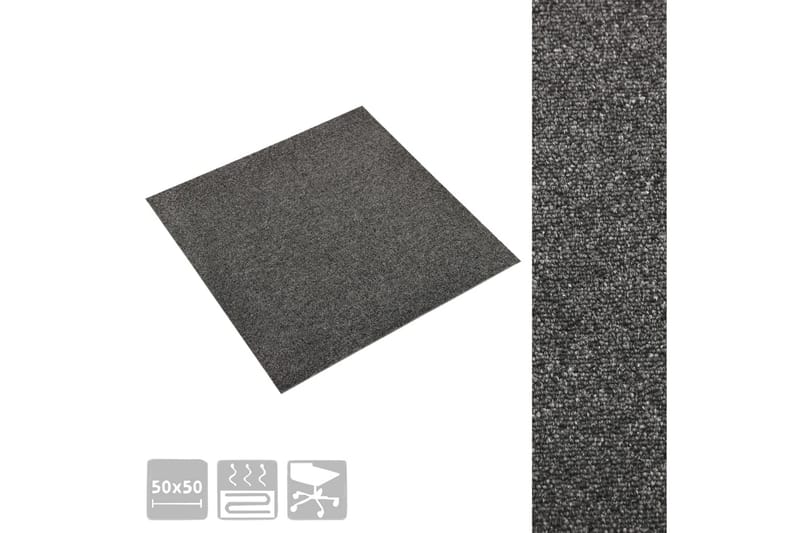 Teppefliser gulv 20 stk 5 m² 50x50 cm antrasitt - Vegg til vegg tepper