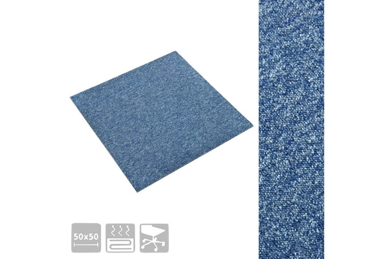 Teppefliser gulv 20 stk 5 m² 50x50 cm blå - Vegg til vegg tepper