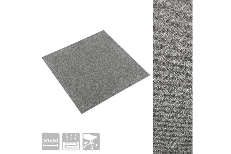 Teppefliser gulv 20 stk 5 m² 50x50 cm grå - Tekstiler - Tepper & Matter - Vegg til vegg tepper