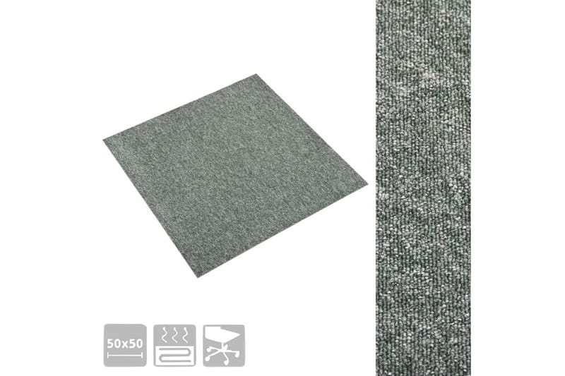 Teppefliser gulv 20 stk 5 m² 50x50 cm grønn - Vegg til vegg tepper