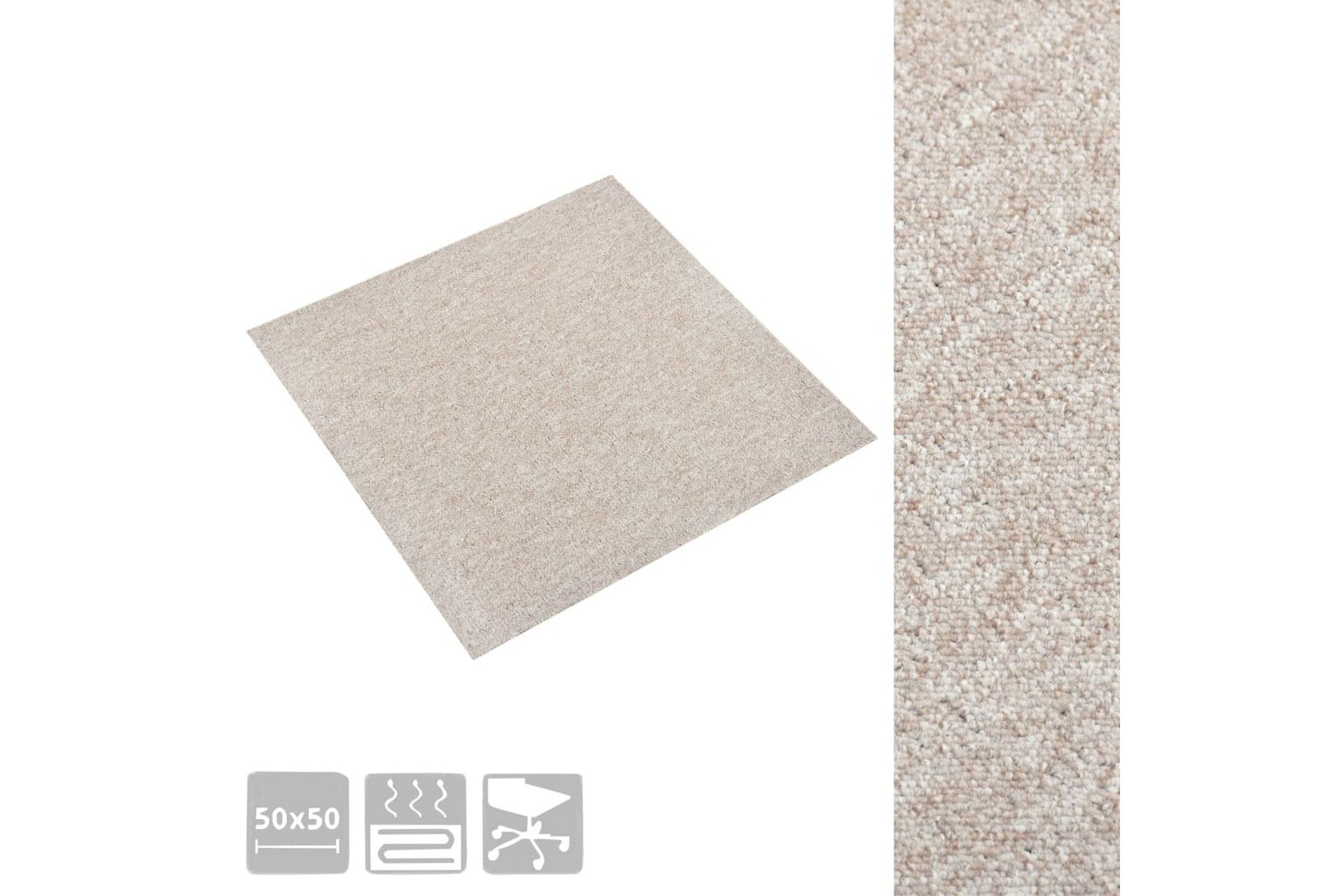 Teppefliser gulv 20 stk 5 m² 50x50 cm lysebeige - Tekstiler - Tepper & Matter - Vegg til vegg tepper