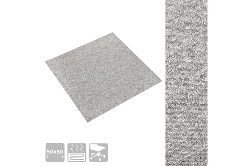 Teppefliser gulv 20 stk 5 m² 50x50 cm lysegrå - Tekstiler - Tepper & Matter - Vegg til vegg tepper