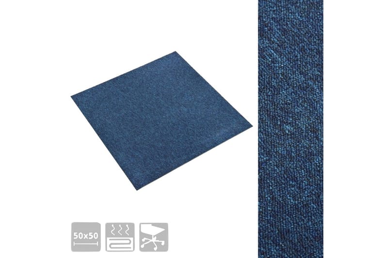 Teppefliser gulv 20 stk 5 m² 50x50 cm mørkeblå - Tekstiler - Tepper & Matter - Vegg til vegg tepper