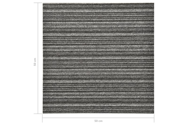 Teppefliser gulv 20 stk 5 m² 50x50 cm stripet antrasitt - Tekstiler - Tepper & Matter - Vegg til vegg tepper