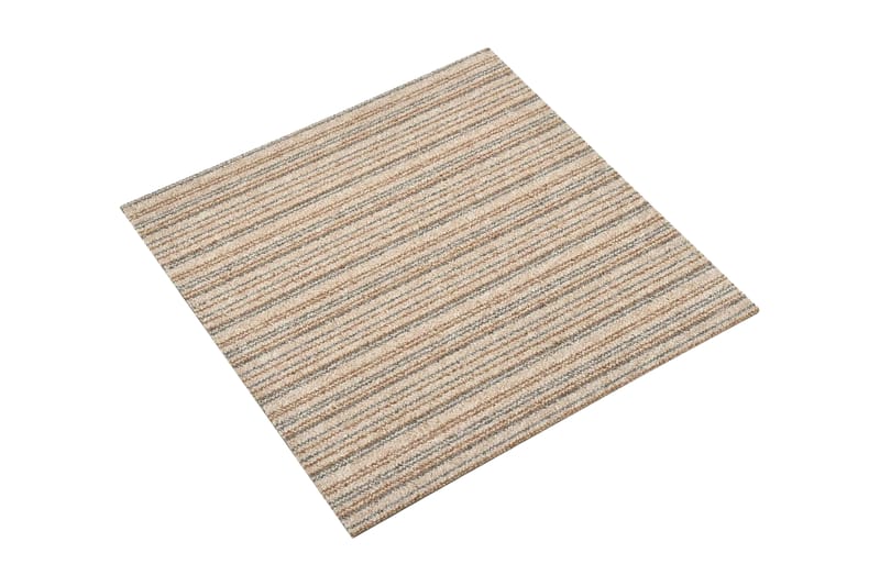 Teppefliser gulv 20 stk 5 m² 50x50 cm stripet beige - Vegg til vegg tepper