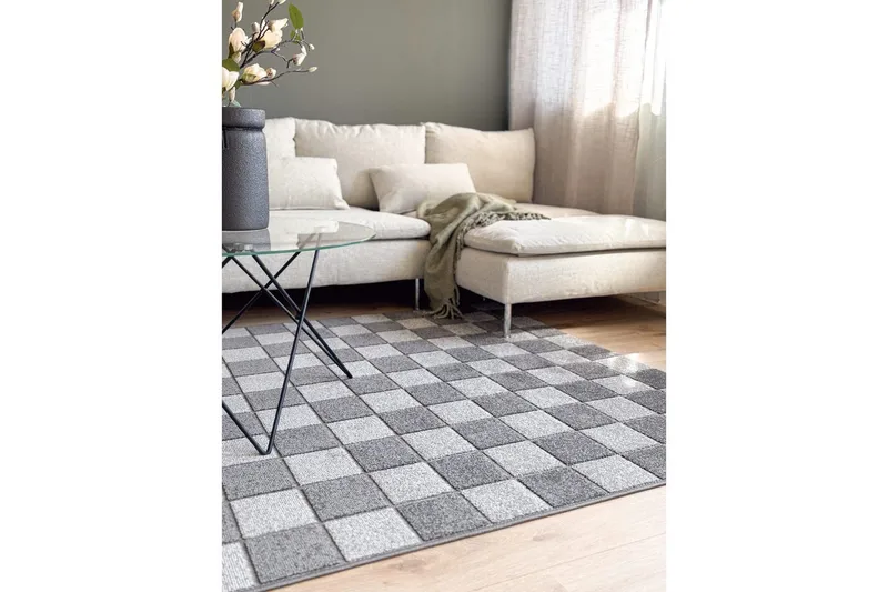 Wiltonteppe Hawaii Chess 200x200 cm, Grafitt - 200x200 cm, Grafitt - Tekstiler - Tepper & Matter - Store tepper