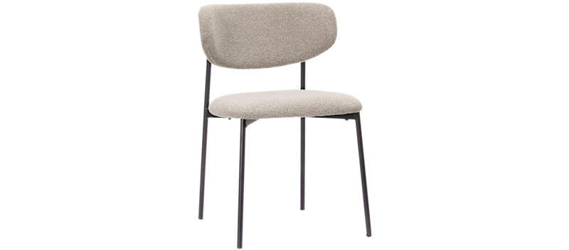 Lucy Spisestol, Greige bouclé / Metallben svart