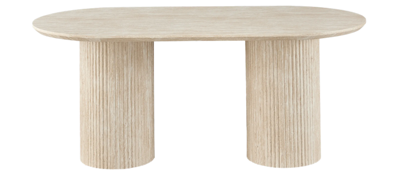 Uppveda Ovalt Spisebord 180x90 cm Travertin Utseende, Svart/Hvit