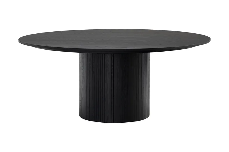 Kopparbo Rundt Stort Spisebord 180 cm for 8 personer, Svart Tre / Ribbet
