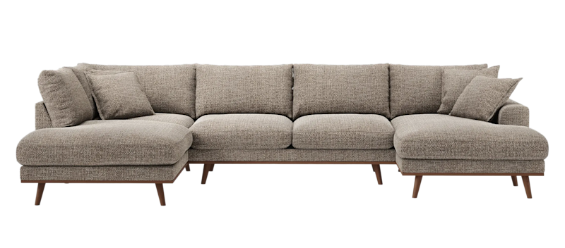 Copenhagen Premium 5-personers Venstrevendt U-formet Dyb Sofa med Divan og Chaiselong i Chenille, Brun